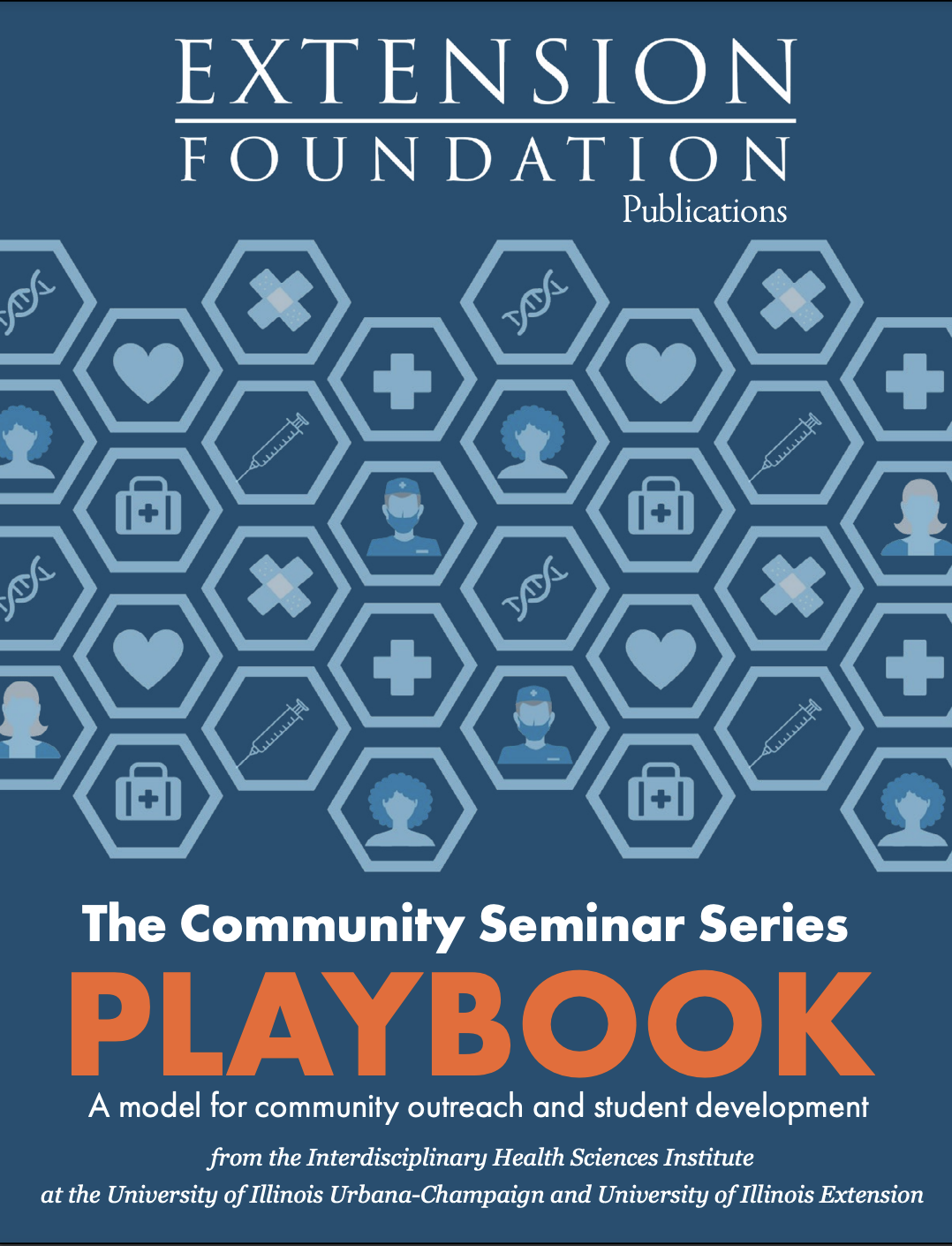 The cover is an image with a pattern consisting of health-related items