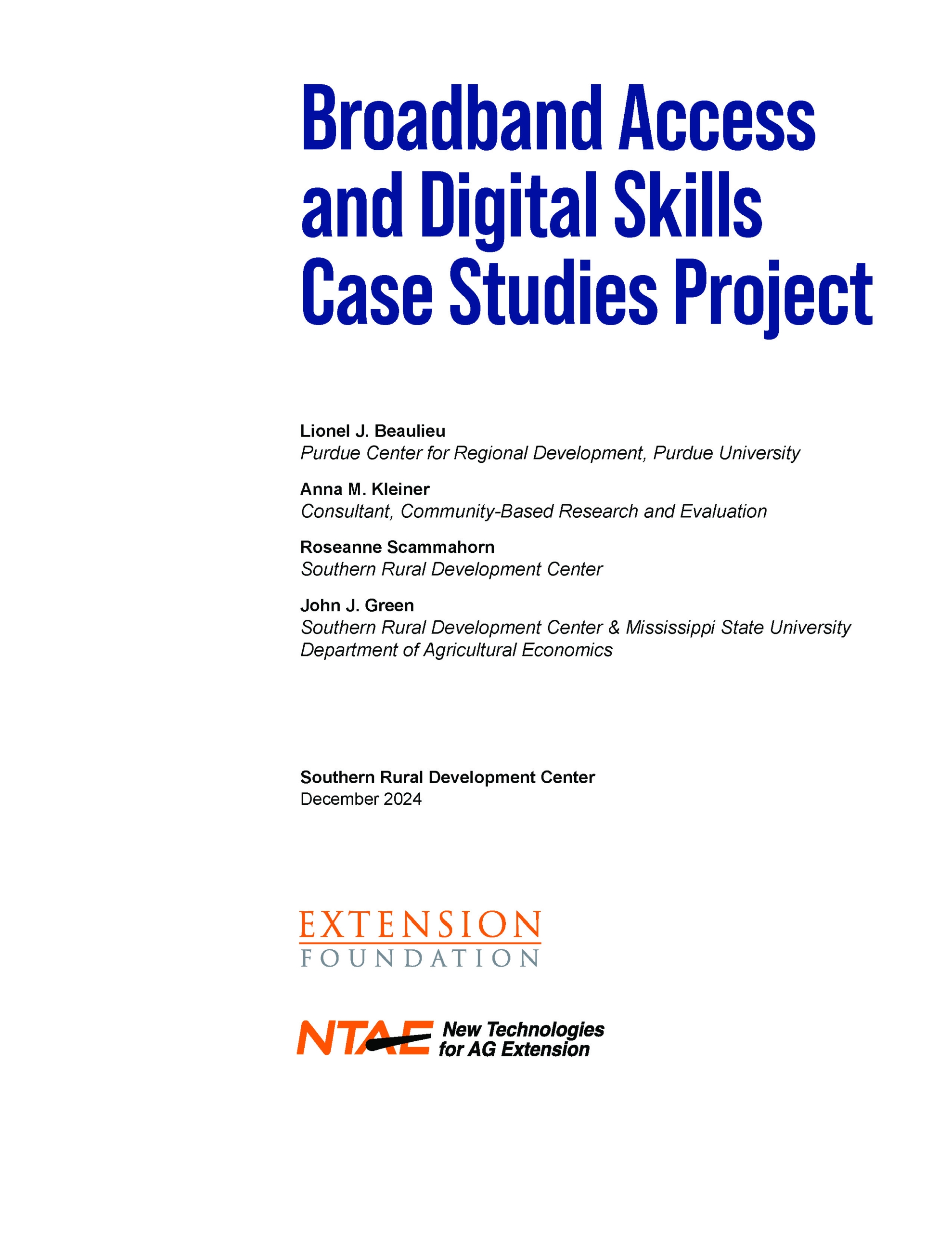 Broadband Access and Digital Skills Case Studies Project cover page